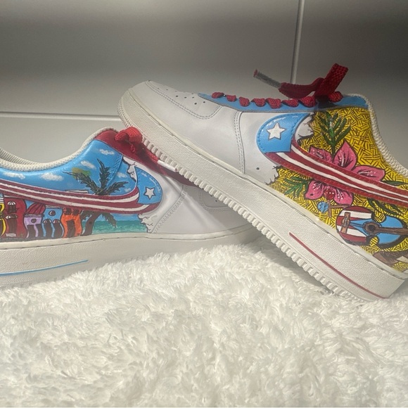 Nike Custom Air Force 1 '07  Puerto Rico Shoes - Picture 6 of 9